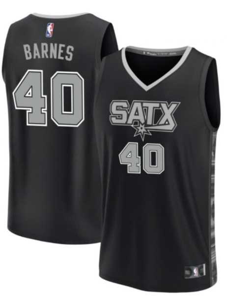 Mens San Antonio Spurs #40 Harrison Barnes Black Statement Edition Stitched Jersey Dzhi->san antonio spurs->NBA Jersey
